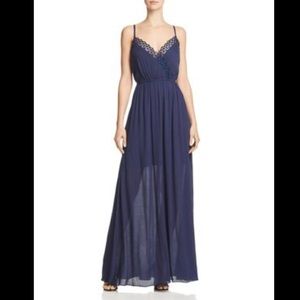 Aqua Womens Lace-Trim Adjustable Straps Maxi Dress